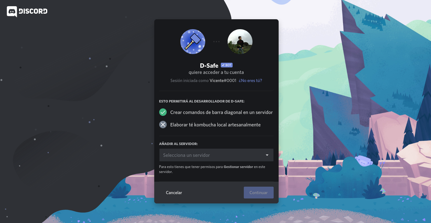 Menú de autorización